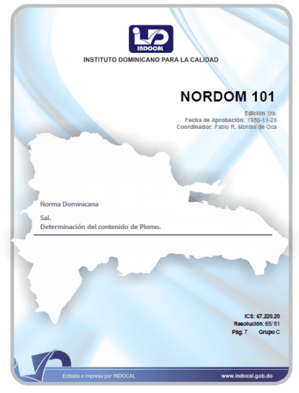 NORDOM 101 - SAL. DETERMINACION DEL CONTENIDO DE PLOMO.