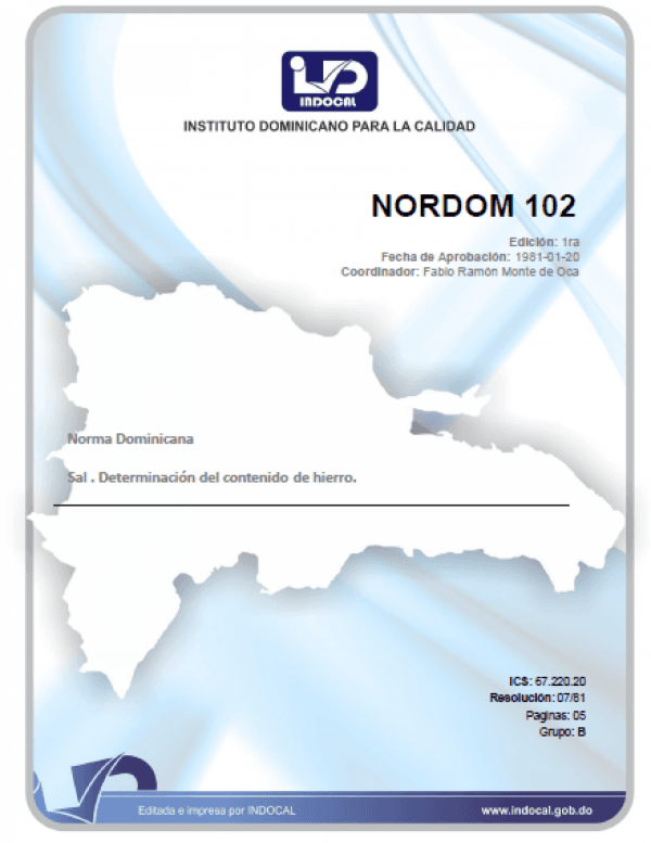 NORDOM 102 - SAL. DETERMINACION DEL CONTENIDO DE HIERRO.